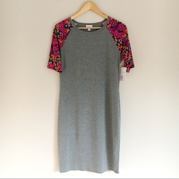 LuLaRoe Dresses & Skirts - LuLaRoe Julia Dress | Gray with Pink Floral Print